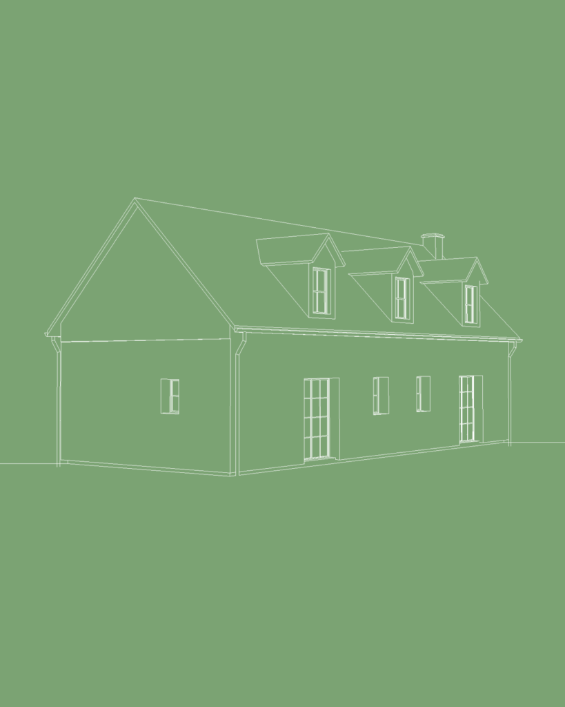 plan maison en bois et tuile