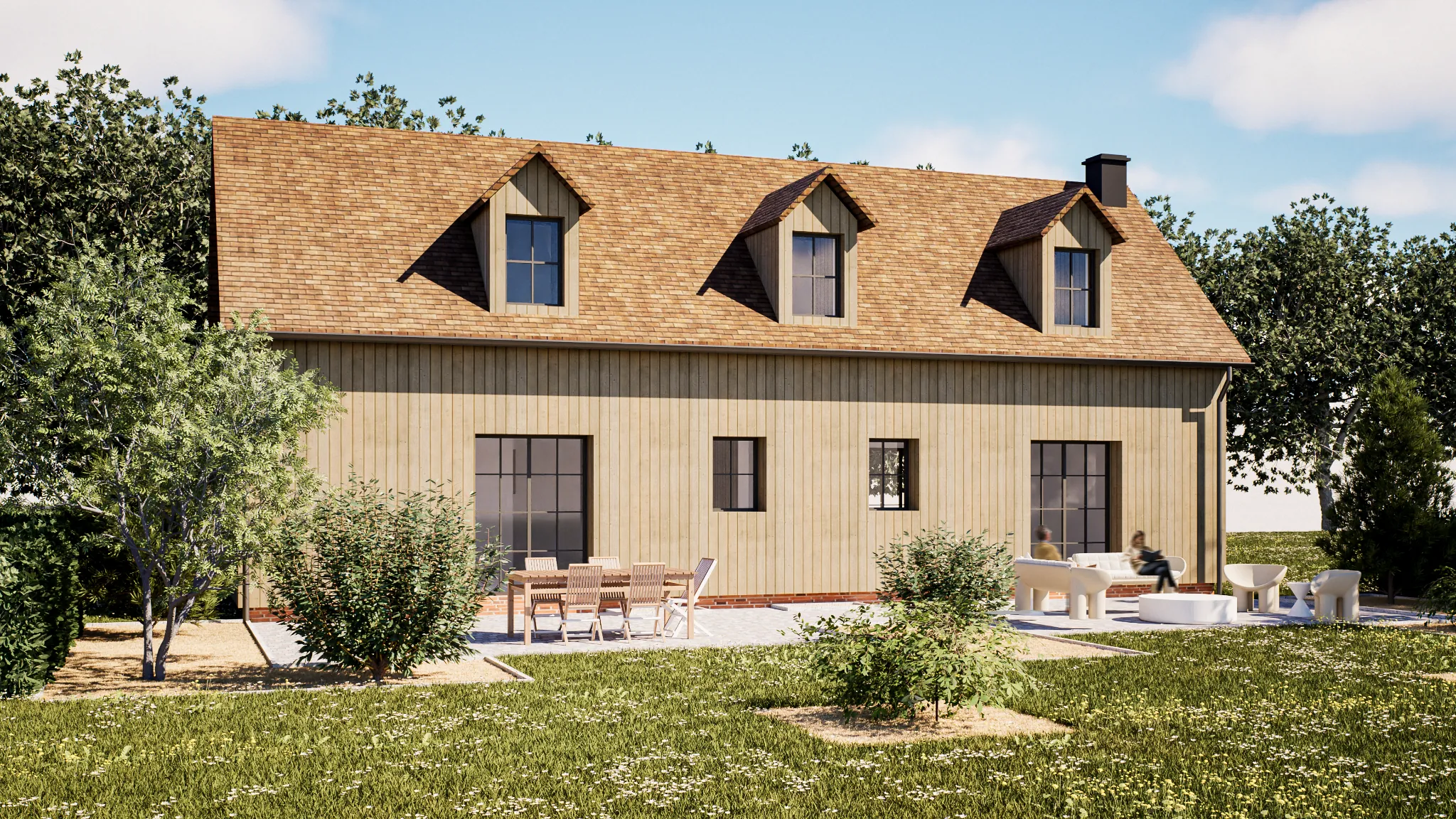 Maison en bois et tuile